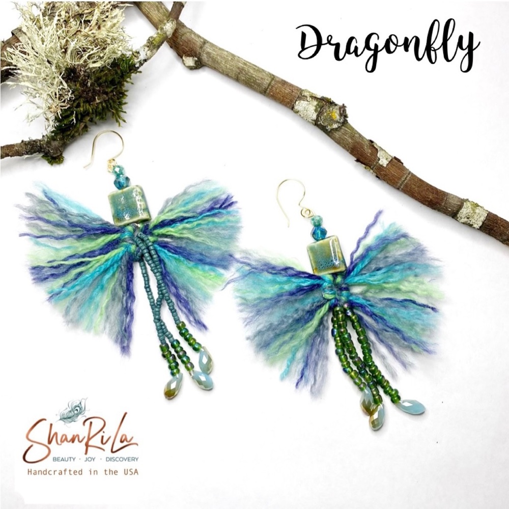 NWT ShanRiLa Dragonfly Boho Earrings